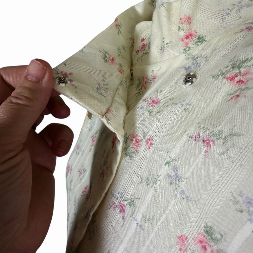 Vtg 80s Midi Dress Floral Puff Sleeves S Cottagecore Retro Feminine Schoolgirl - Picture 7 of 10